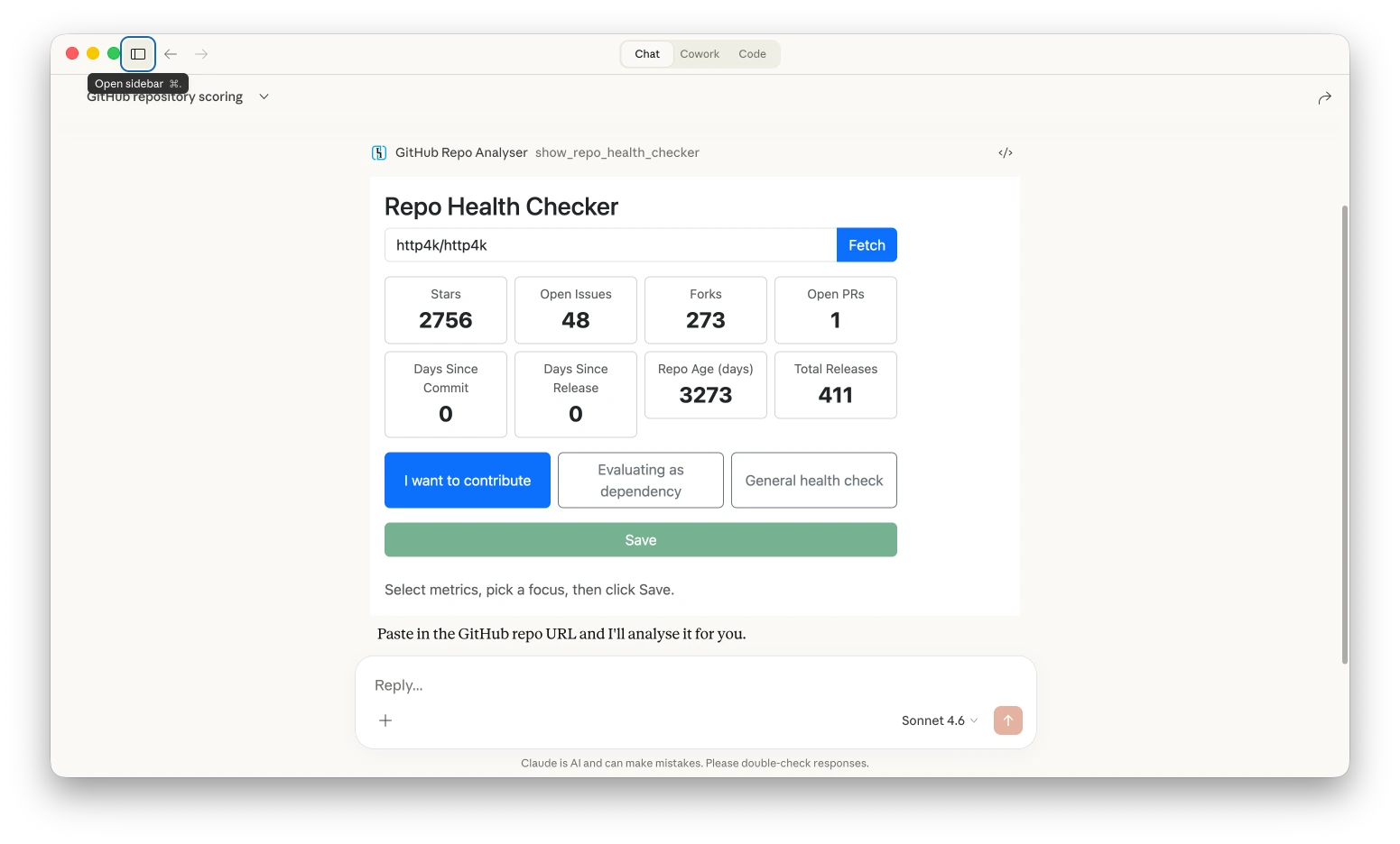 An MCP App running inside Claude